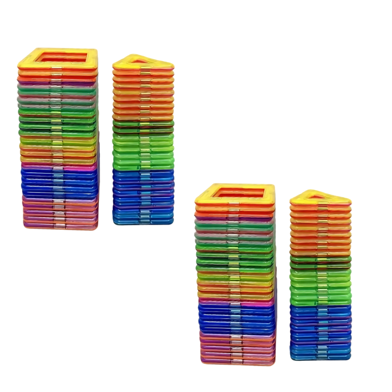 Vibrant magnetic blocks, an engaging construction toy promoting spatial reasoning and fine motor skills in kids