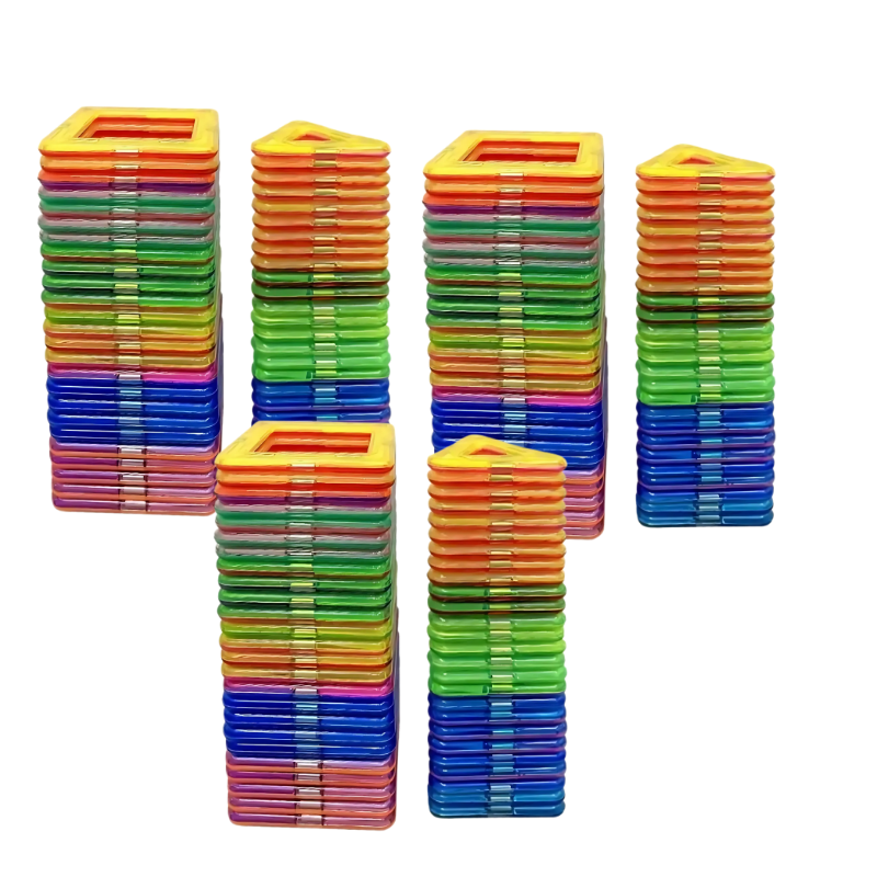Educational magnetic building blocks arranged in a unique structure, fostering creativity and a love for STEM in children