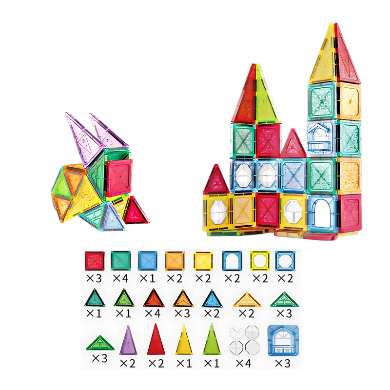 Magnetic building blocks for kids, an educational toy for creative construction and learning.