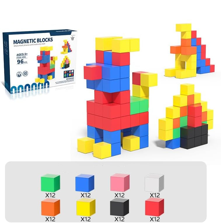 Educational magnetic tiles for children to build structures and learn basic physics