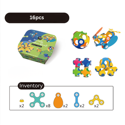 Magnetic building blocks in various shapes, a fun and compact travel toy for preschoolers.