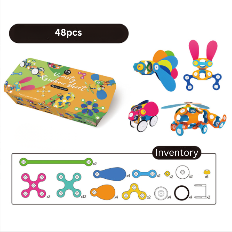 Vibrant magnetic tiles arranged into a structure, a versatile kids' building and STEM toy.