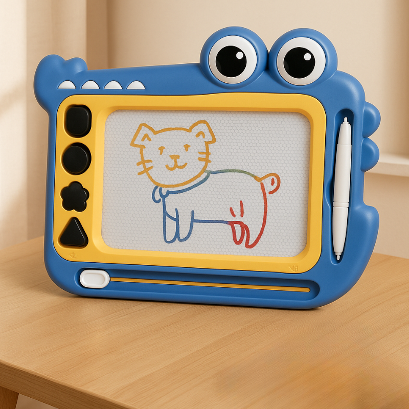 Colorful magnetic drawing board for kids, promoting mess-free creative play & toddler activities.