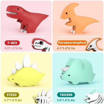 Assorted magnetic dinosaur building toy set in various colors, perfect for creative and educational play