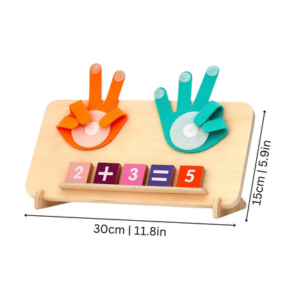 Children playing interactive math game, fun learning, STEM educational toy