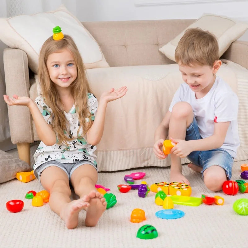 Vibrant play food toy set for children, perfect for developing motor skills and pretend play.