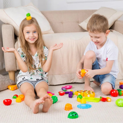 Vibrant play food toy set for children, perfect for developing motor skills and pretend play.