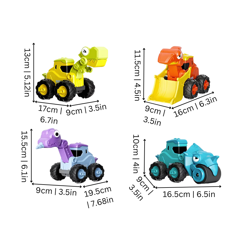 Toddler playing with friction powered dinosaur car toys on a wooden floor, an engaging educational toy.