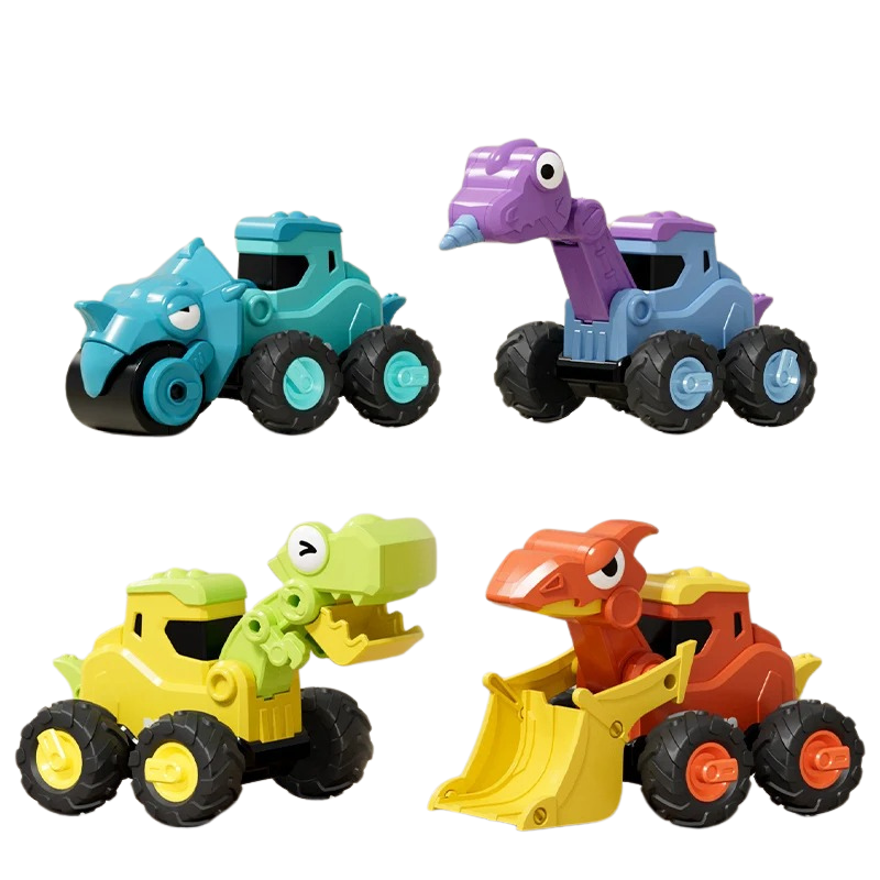 Kids push and go dinosaur toy set, vibrant preschool vehicles, perfect gift for young dinosaur enthusiasts.