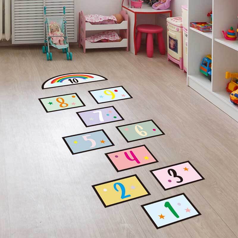 Set of educational PVC number wall stickers, a fun and interactive learning tool for young kids' rooms.