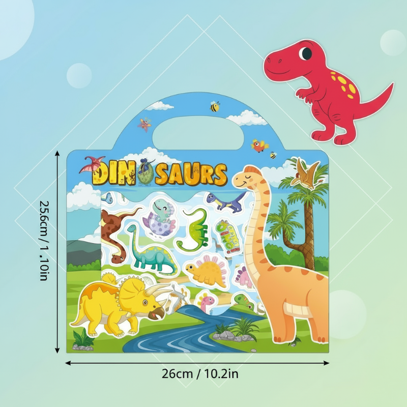 Close-up of reusable vehicle stickers on a road scene, excellent screen-free learning game for kids