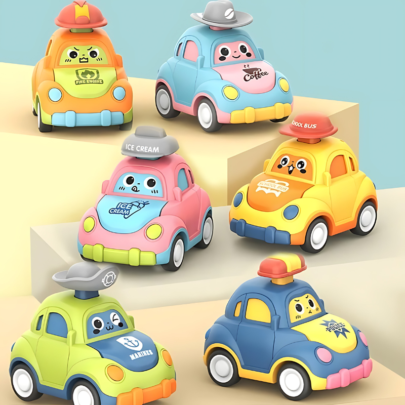 Colorful self-driving educational toy car for kids, promoting motor skills and sensory development