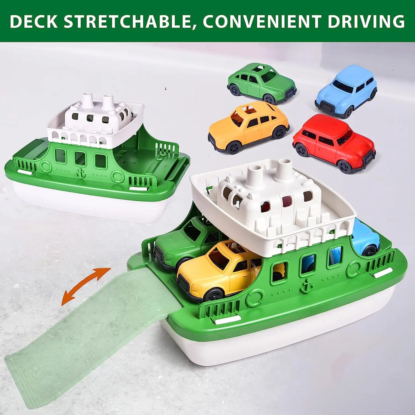 Educational bath toy set with various car and boat shapes for children's water fun