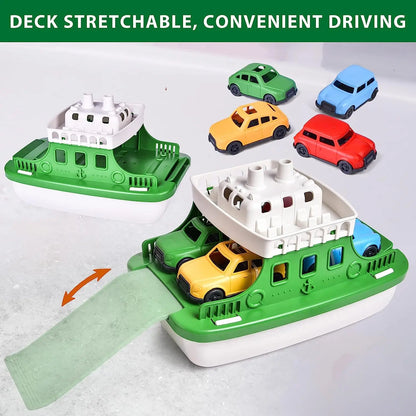 Educational bath toy set with various car and boat shapes for children's water fun