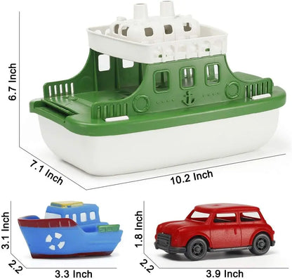 Vibrant bath play set of water toys, boats, and cars, designed for young children