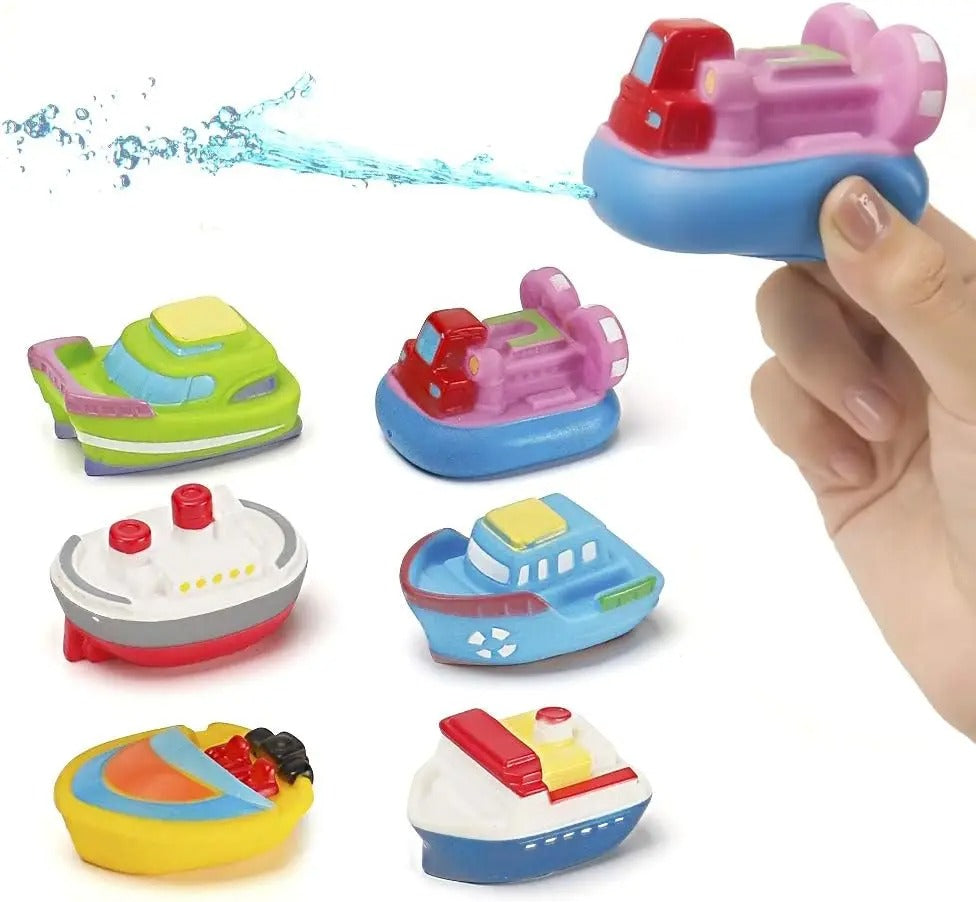 Kids' bath toy collection: various boats and cars for safe and entertaining water activities