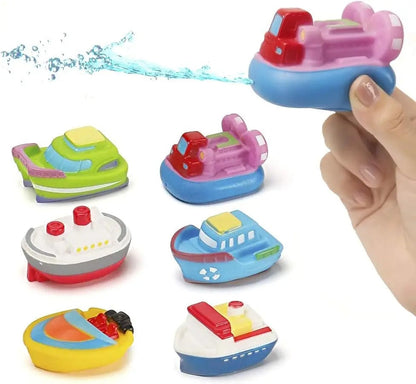 Kids' bath toy collection: various boats and cars for safe and entertaining water activities