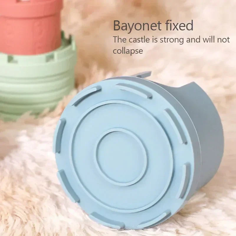 Vibrant stacking toy set for toddlers, silicone castle design for creative play