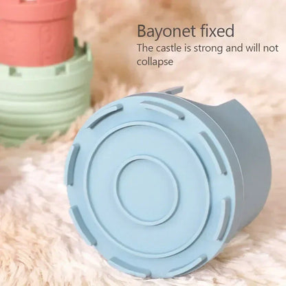 Vibrant stacking toy set for toddlers, silicone castle design for creative play