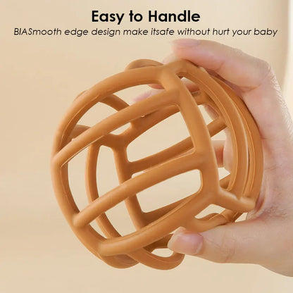 Hypoallergenic silicone teether ball, a safe and effective chew toy for babies' teething needs.
