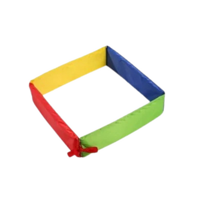 Set of multi-colored foam stepping squares, perfect for kids' outdoor obstacle course fun.