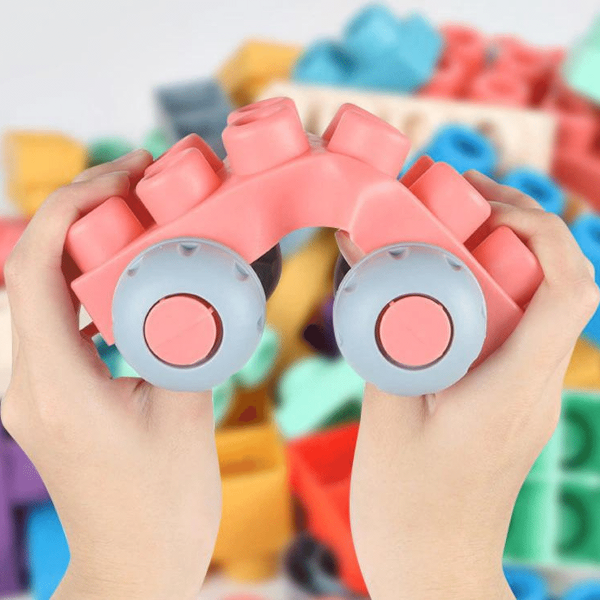 Set of textured silicone baby blocks, perfect construction toys for sensory and motor skill development