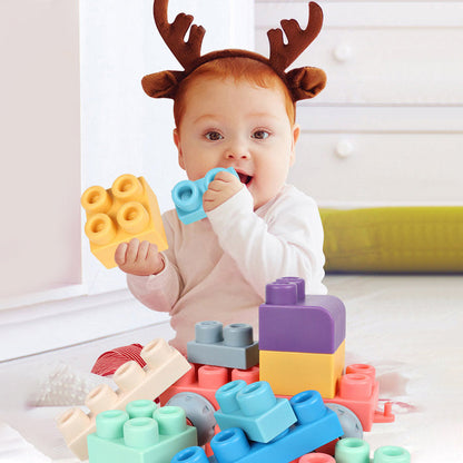 Stackable soft baby building blocks made from food-grade silicone, safe for infants and toddlers