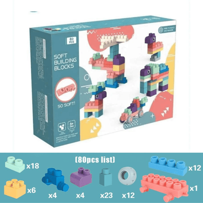 Collection of flexible silicone building blocks, designed for safe and engaging educational play