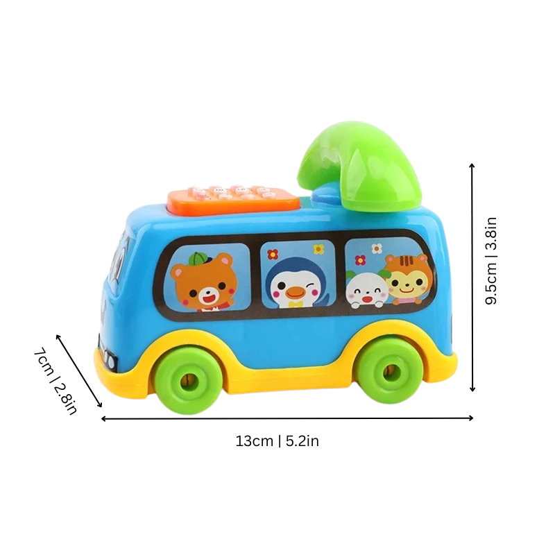Interactive baby bus toy with vibrant cartoon characters, an educational gift for preschool kids