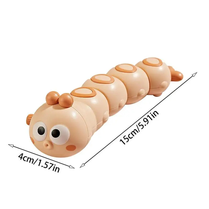 Wind-up caterpillar toy for kids, a fun and educational activity toy in assorted bright colors.
