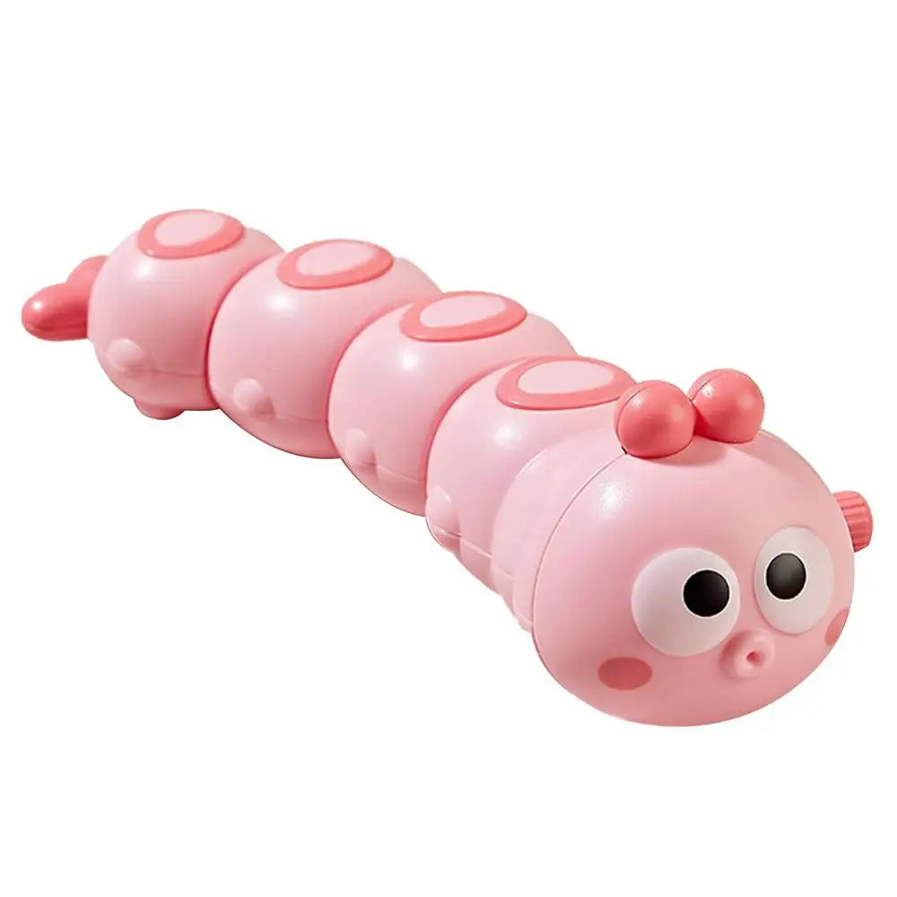 Educational wind-up caterpillar toy for toddlers, encourages crawling and gross motor skill development.