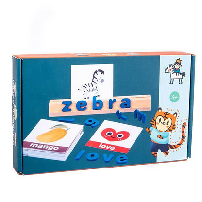 Complete set of wooden alphabet puzzle pieces, educational spelling game for young children