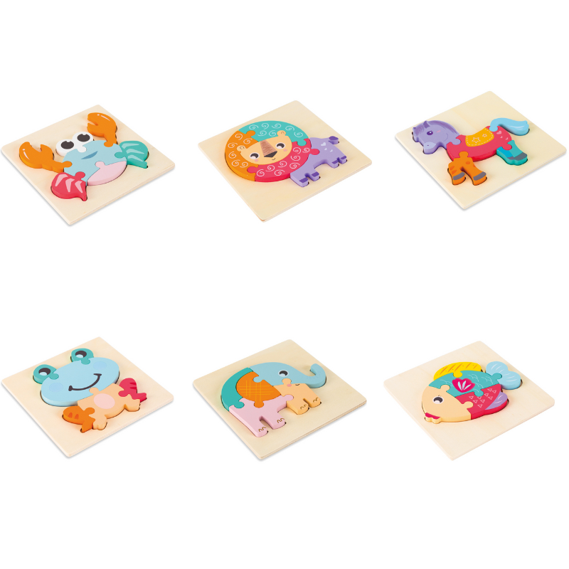 Wooden educational puzzle featuring various animals and vehicles, perfect for early learning and child friendly fun