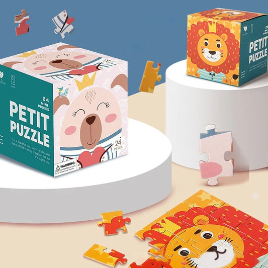 Colorful wooden animal puzzle for toddlers, promoting cognitive development & fine motor skills