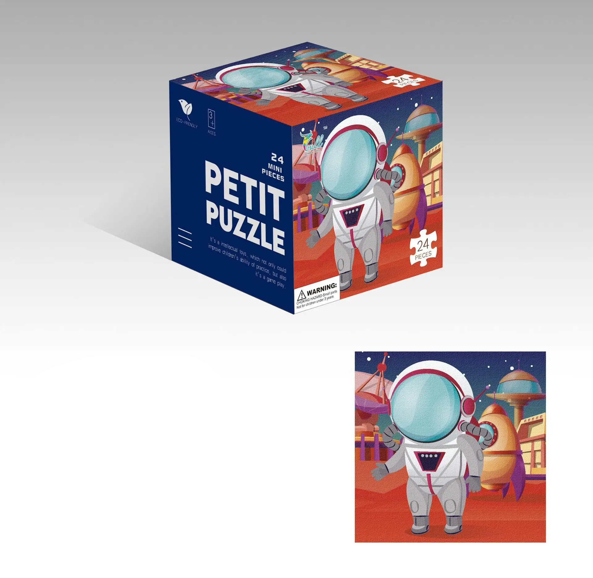 Product specifications: Durable cardboard animal puzzle, dimensions 7.6 x 7.6 x 7.6 cm
