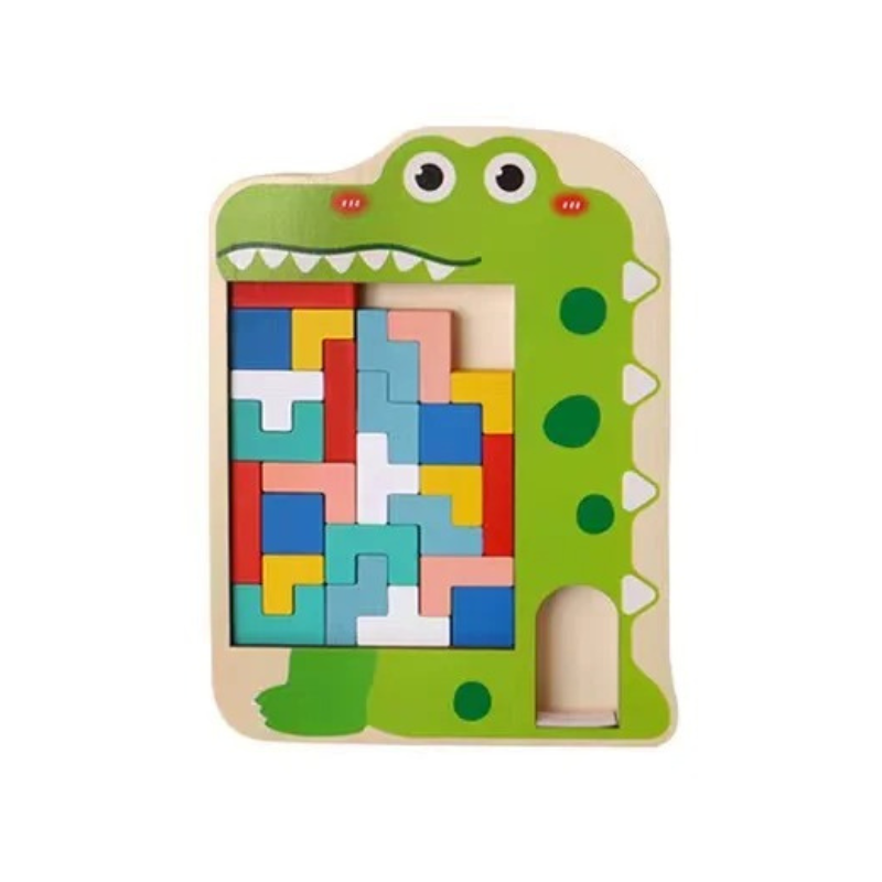 Wooden animal stacking game, a perfect educational toy for toddlers to learn shapes, colors, and motor skills.