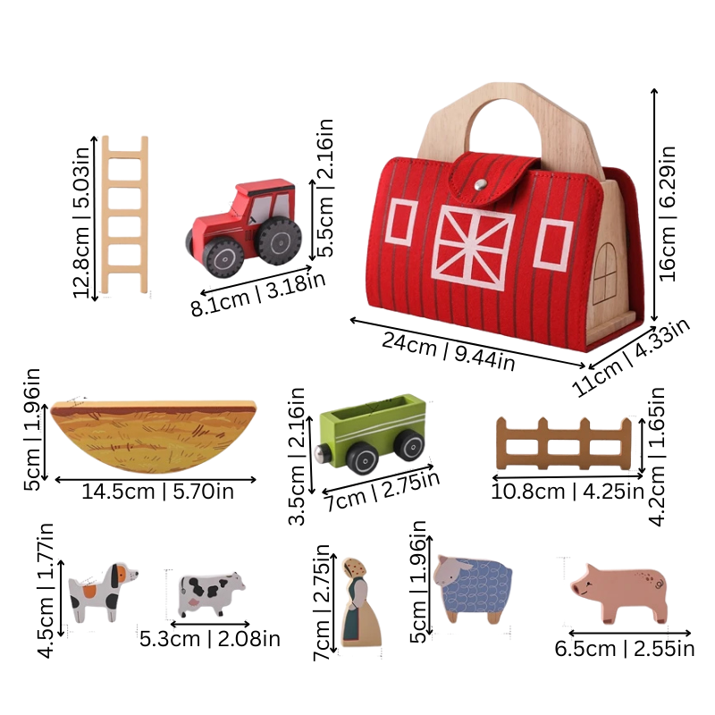 Toddler stacking wooden farm animals, educational preschool toy