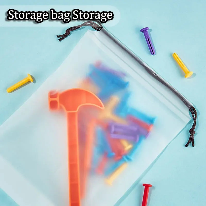 Educational skill builder toy: a wooden hammer tap set designed for kids' playful learning and motor skill mastery.