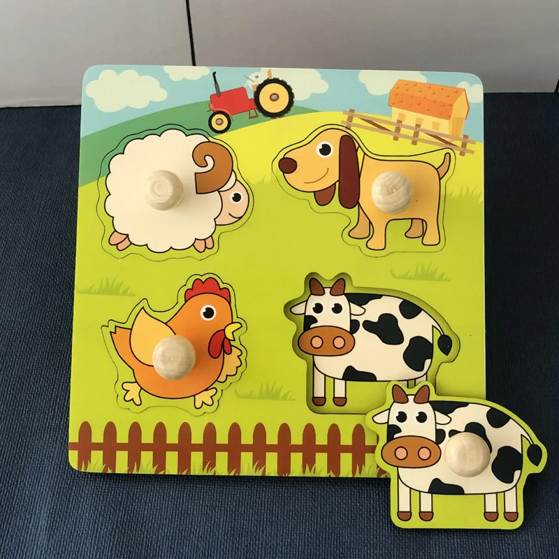 Educational wooden farm animal puzzle, perfect for toddler learning and play