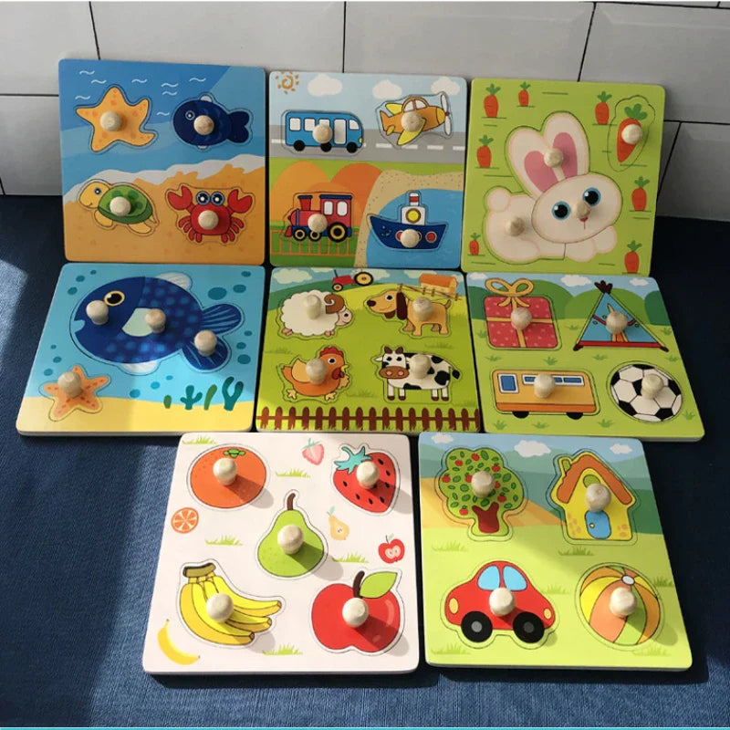 Wooden pegged puzzle for kids, educational toy promoting early learning & problem-solving