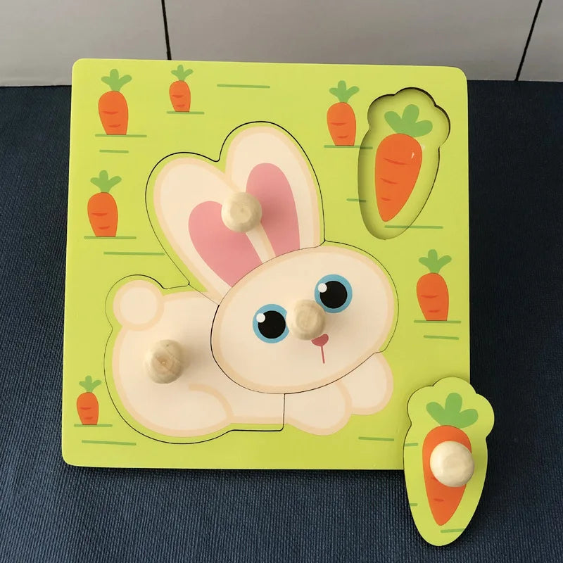 Educational wooden animal puzzle for children, designed for fine motor skill practice