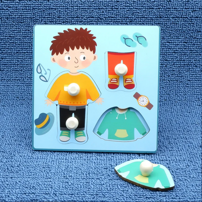 Wooden alphabet puzzle for kids, promoting letter recognition and fine motor skills