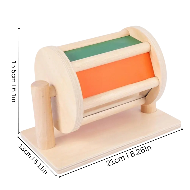 Unisex kids' vibrant spinning drum, a wooden educational toy for preschool learning and sensory play