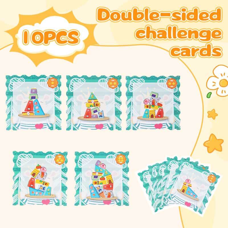 Educational wooden building block set in a house shape, perfect for young children's cognitive development.