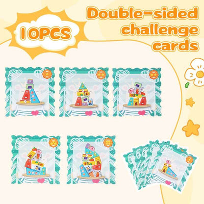 Educational wooden building block set in a house shape, perfect for young children's cognitive development.