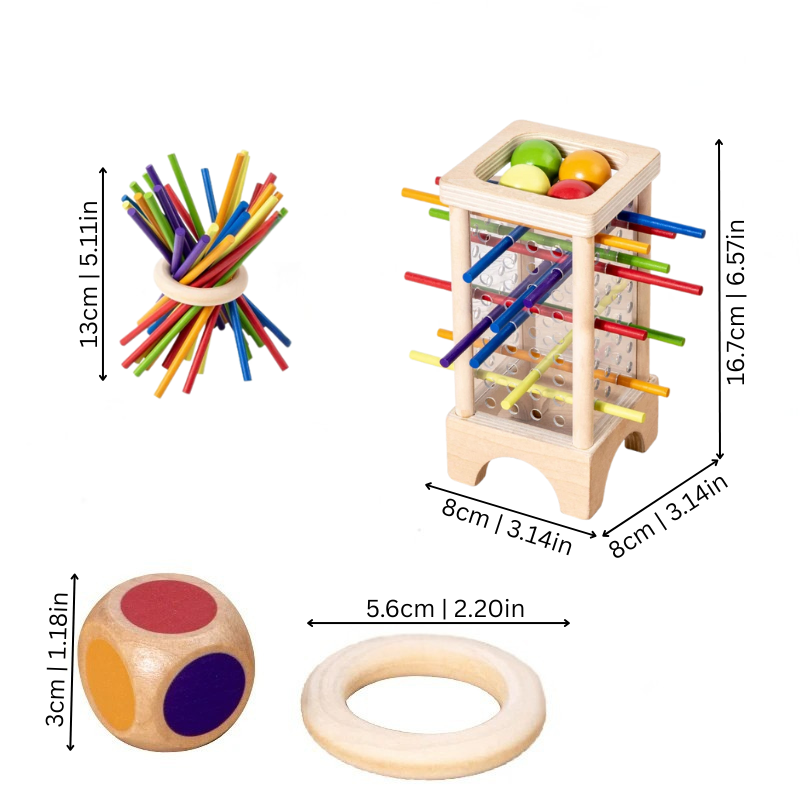 Unisex wooden stacking sticks in a pile, ready for play, perfect for children and adults
