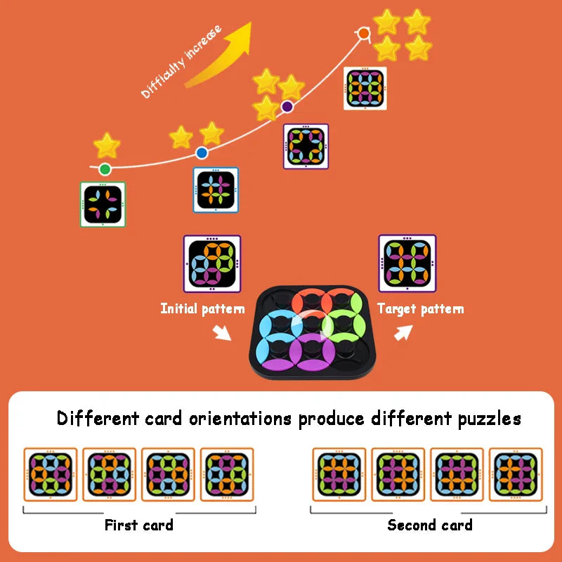 Children playing with a wooden tangram puzzle, an engaging educational logic game