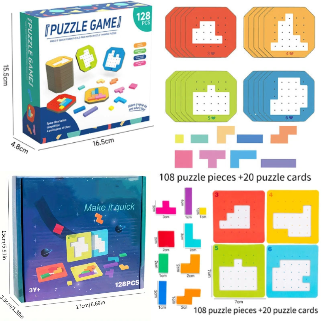 Children's tangram puzzle, a classic wooden brain teaser and creative play toy.
