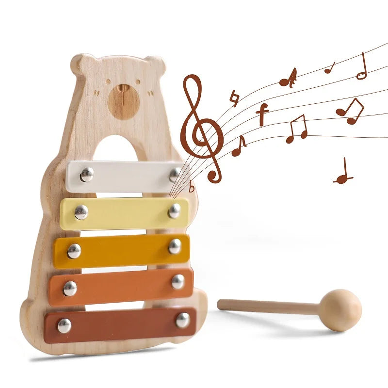 Colorful wooden xylophone for babies & toddlers, sensory learning musical instrument, early education toy.