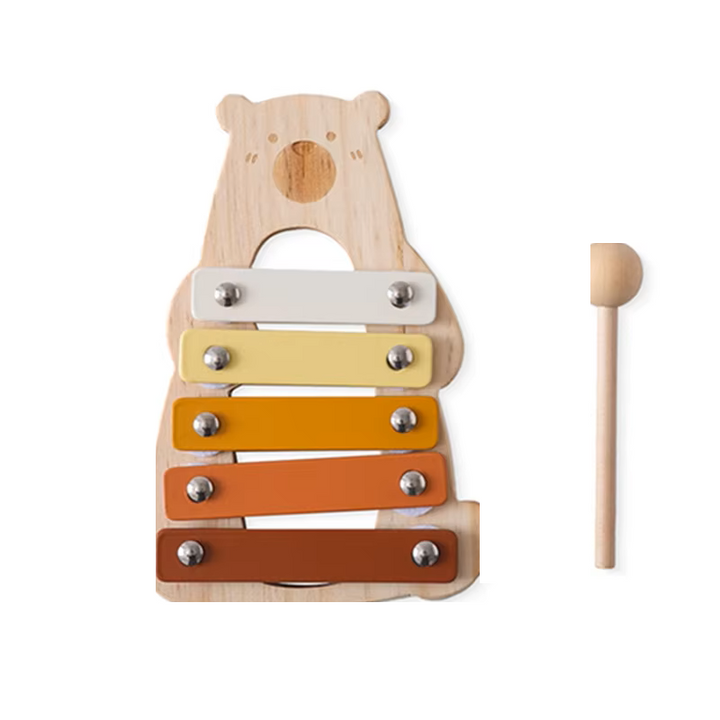 Wooden xylophone, a sensory learning toy for babies, enhancing color recognition, sound, & motor skills.